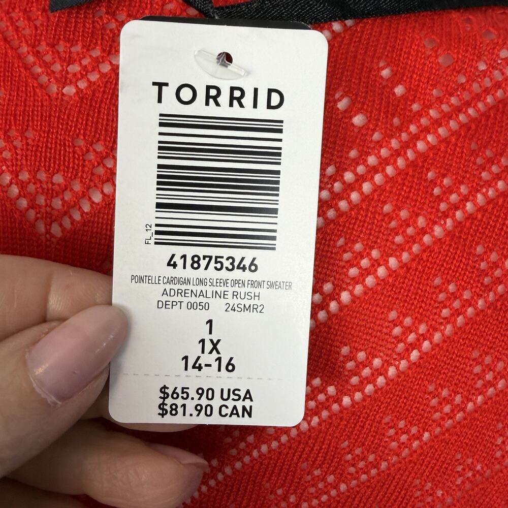 NWT Torrid Pontelle Open Knit Cardigan Sweater Red Size 1X Casual Work Travel - Picture 8 of 11
